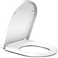 Amzdeal Tapa de wc- Tapa de inodoro con cierre suave y lenta- Asiento de inodoro de plástico duro- Tapa de asiento de wc…